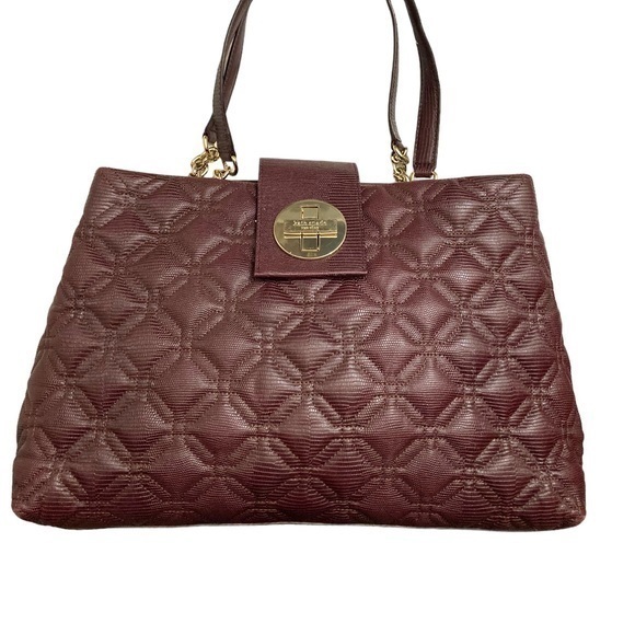 Kate Spade Ashbury Court Quilted Satchel Purse In Burgundy